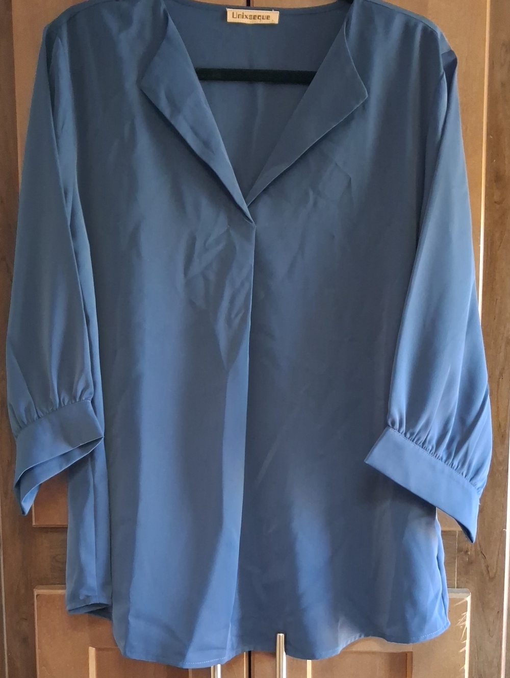 Relaxed Blue V-Neck Tunic Top